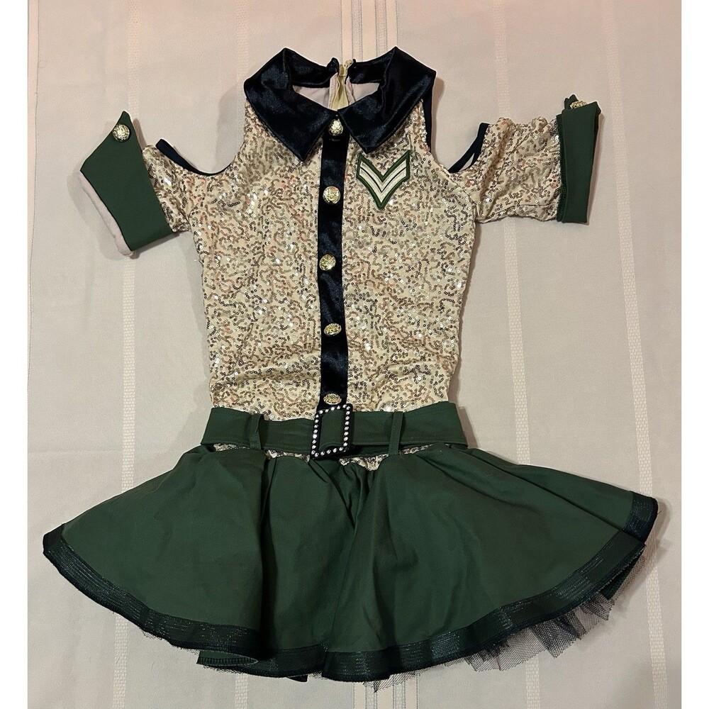 Weissman Mighty Wings Military Dance Costume Small Adult Gold Sequin Cosplay
